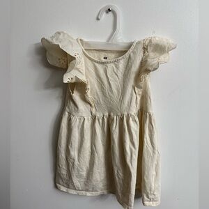 H&M Off-White Dress with Ruffled Sleeves 2-4 years